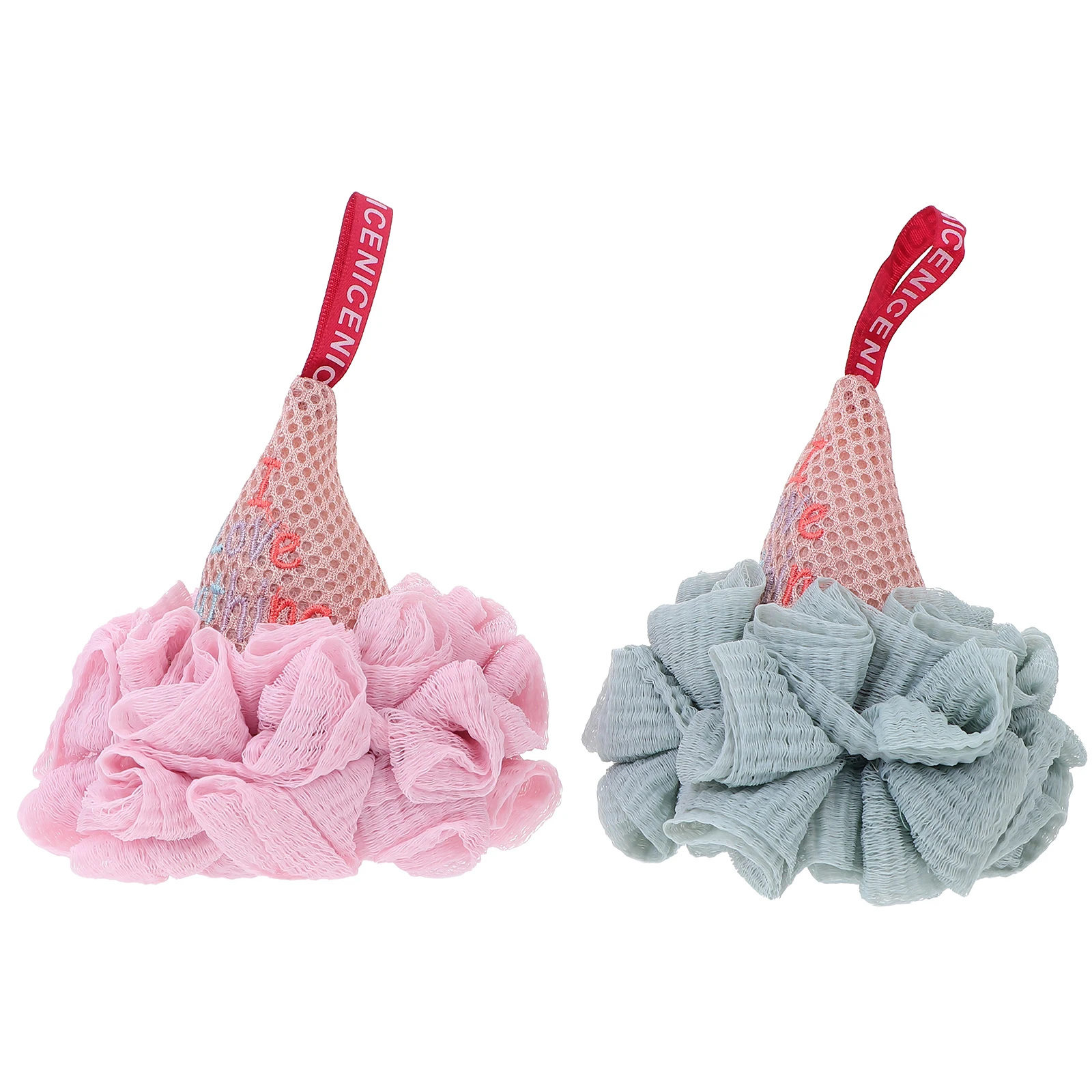 

Bathing Flowers and Balls Home Household Scrubber Ice Cream Shower Foaming Body Cleaning Products -bath Poufs