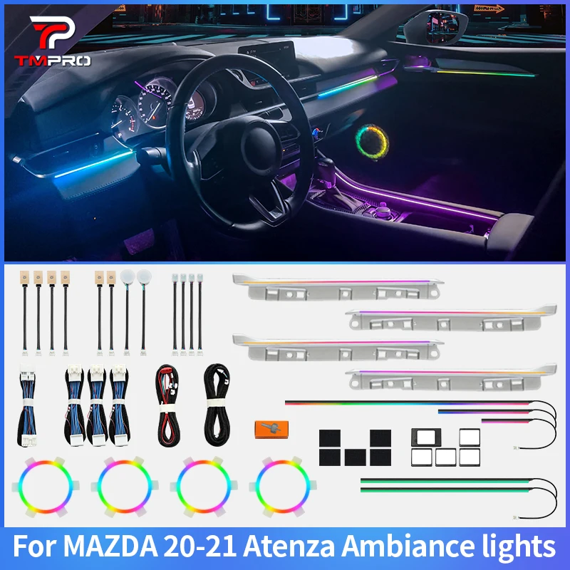 TMPRO 64-Color LED Dynamic Ambient Lighting Suitable for 2020-2021 Mazda Atenza Car Interior Ambient Decorative Light