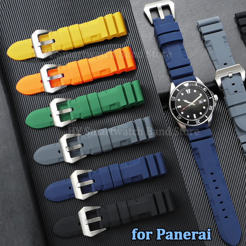 22mm 24mm 26mm Silicone Watch Straps for Panerai SUBMERSIBLE PAM441 Pa111/359 Rubber Watch Bands Men Women Bracelet Accessories