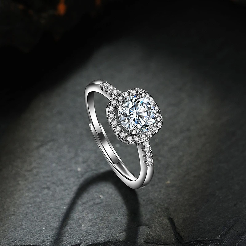 New 925 Sterling Silver Ring 2ct Moissanite Luxury for Women Wedding Jewelry Engagement Charm Party Fashion Top Quality Ring