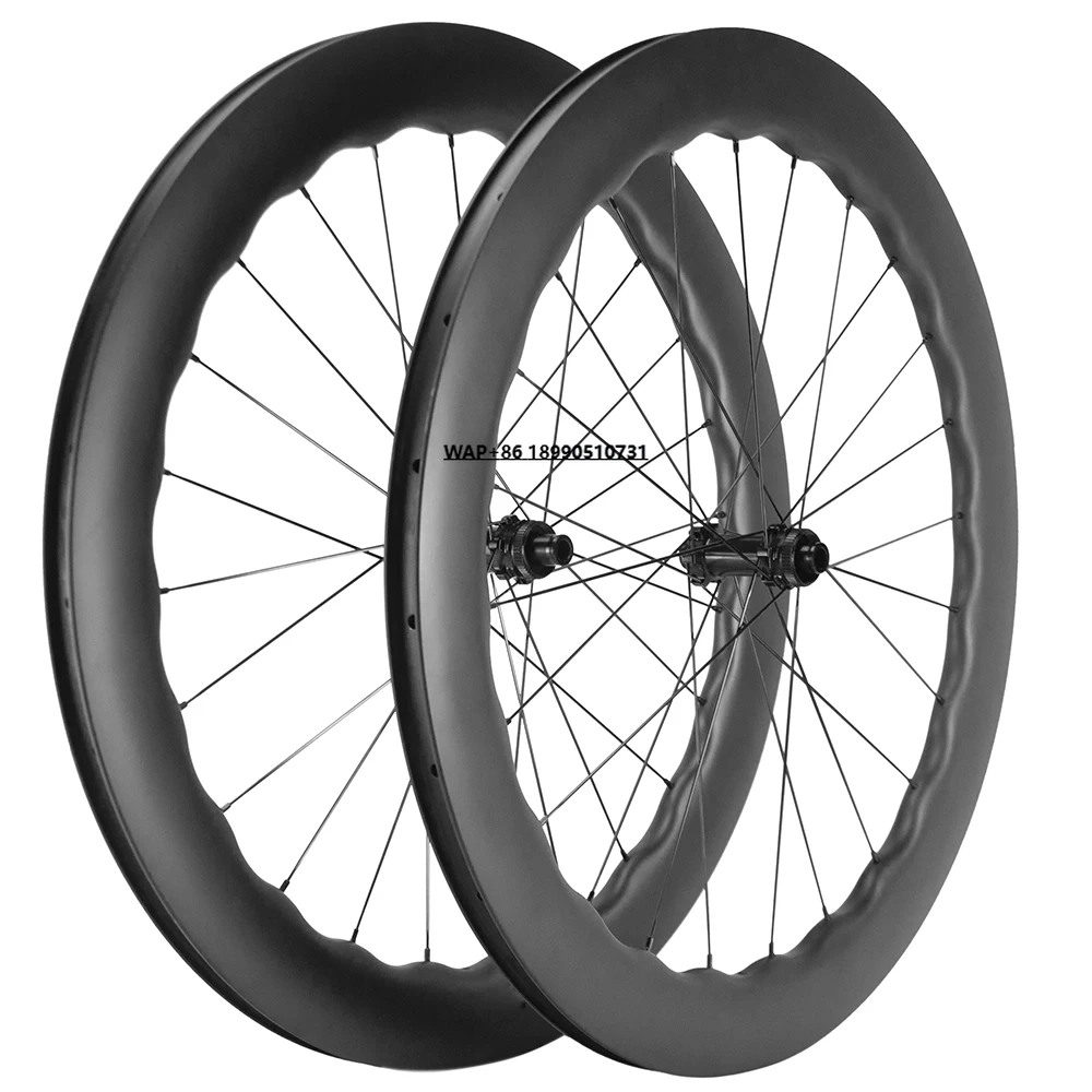 

Road Bicycle Wheelset U Shape Carbon Fiber Disc Brake Clincher Wheels UD Glossy 700C 55MM60MM WAVE