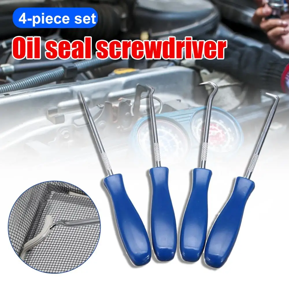 4Pcs 135mm Car Oil Seal Screwdrivers Set Hooks Tools O-Ring Seal Gasket Puller Remover Auto Vehicle Pick tool accessories