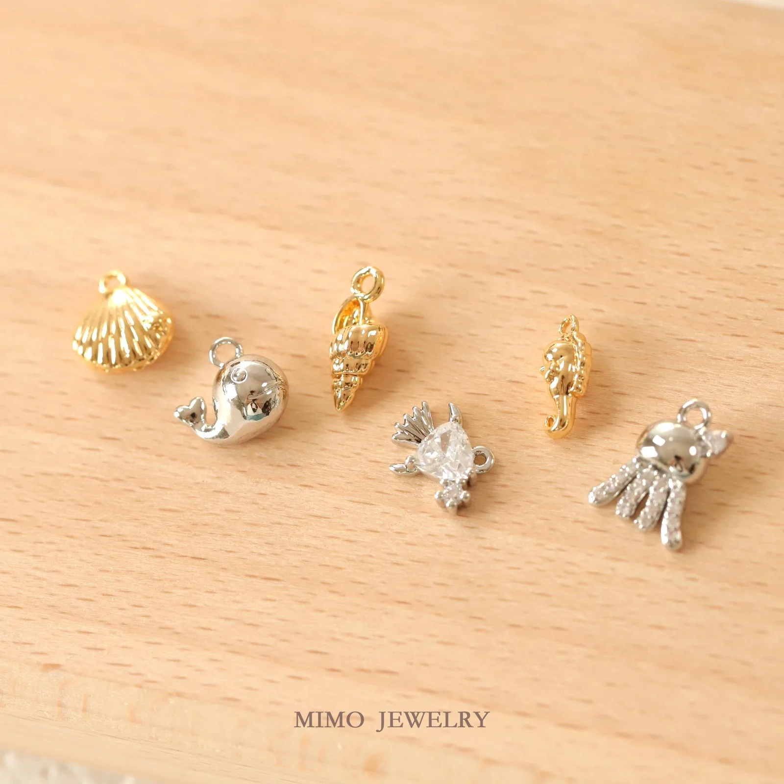 

Mini Zircon Marine Animals Charms Pendant Supplies DIY Hand Brass Gold Plated Accessories