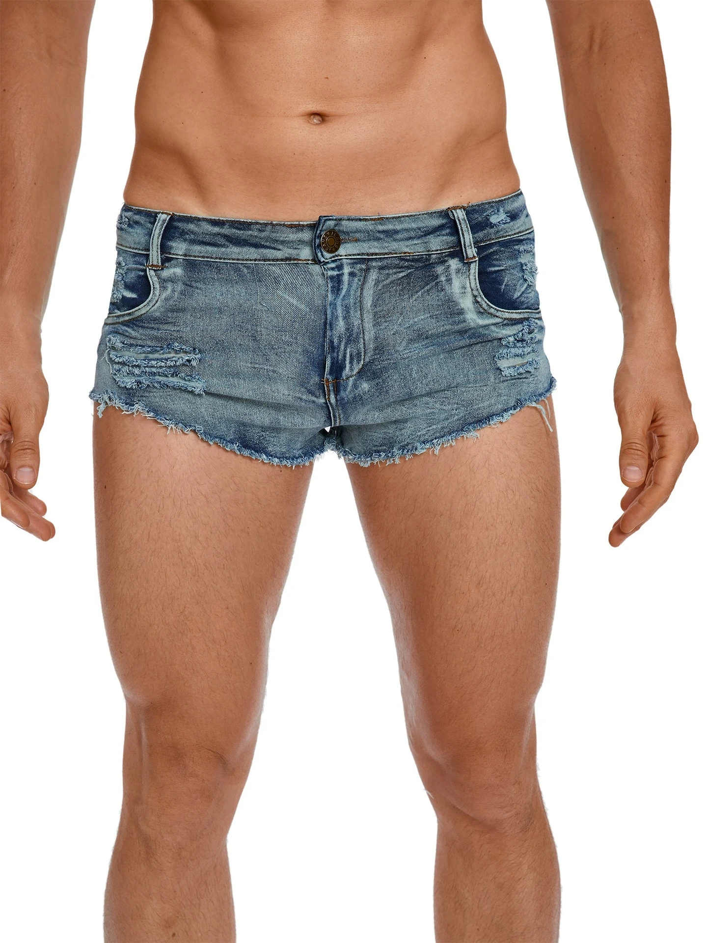 Men's Tight Low Waist Jeans Shorts Hollow Out Fashion Denim Summer Shorts Nightclub Hot Pants Man Shorts Clothing view 2