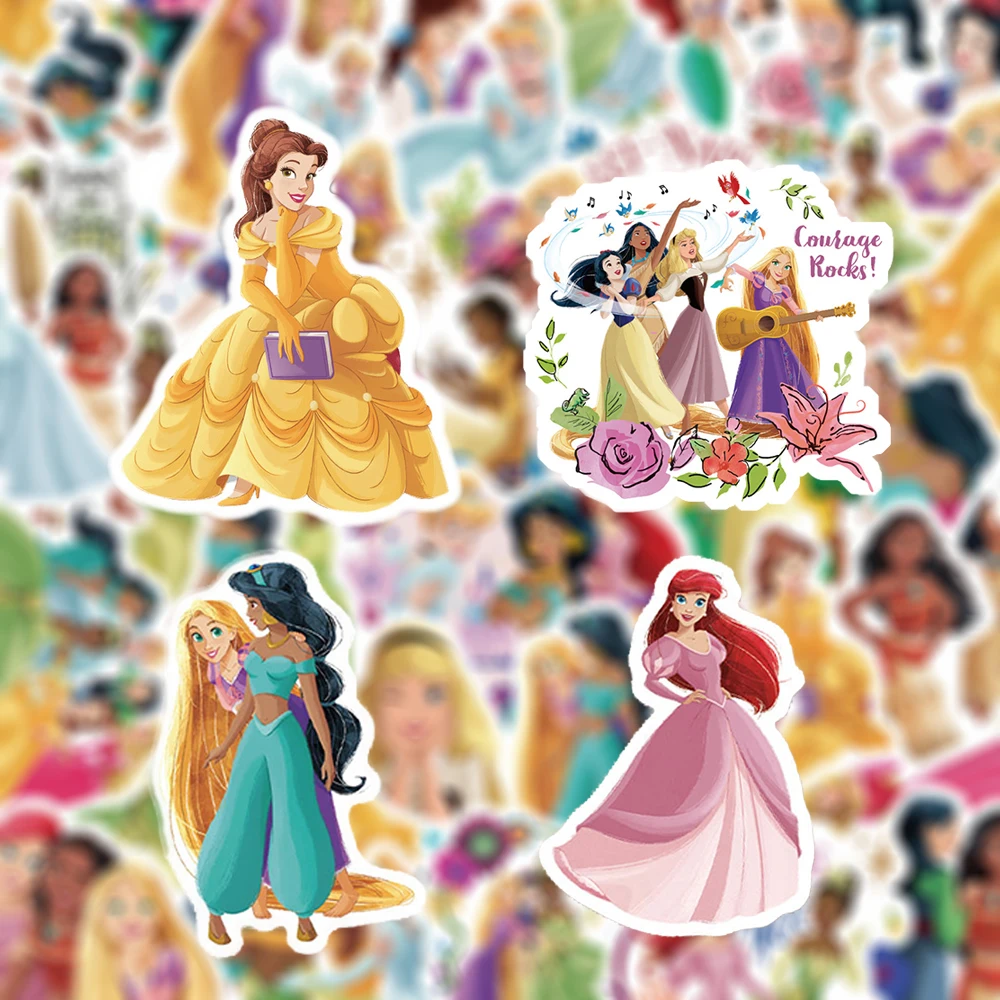 

10/30/50pcs Cute Belle Ariel Disney Princess Stickers Cartoon Decals Stationery Suitcase Phone PVC Sticker Decoration Supplies
