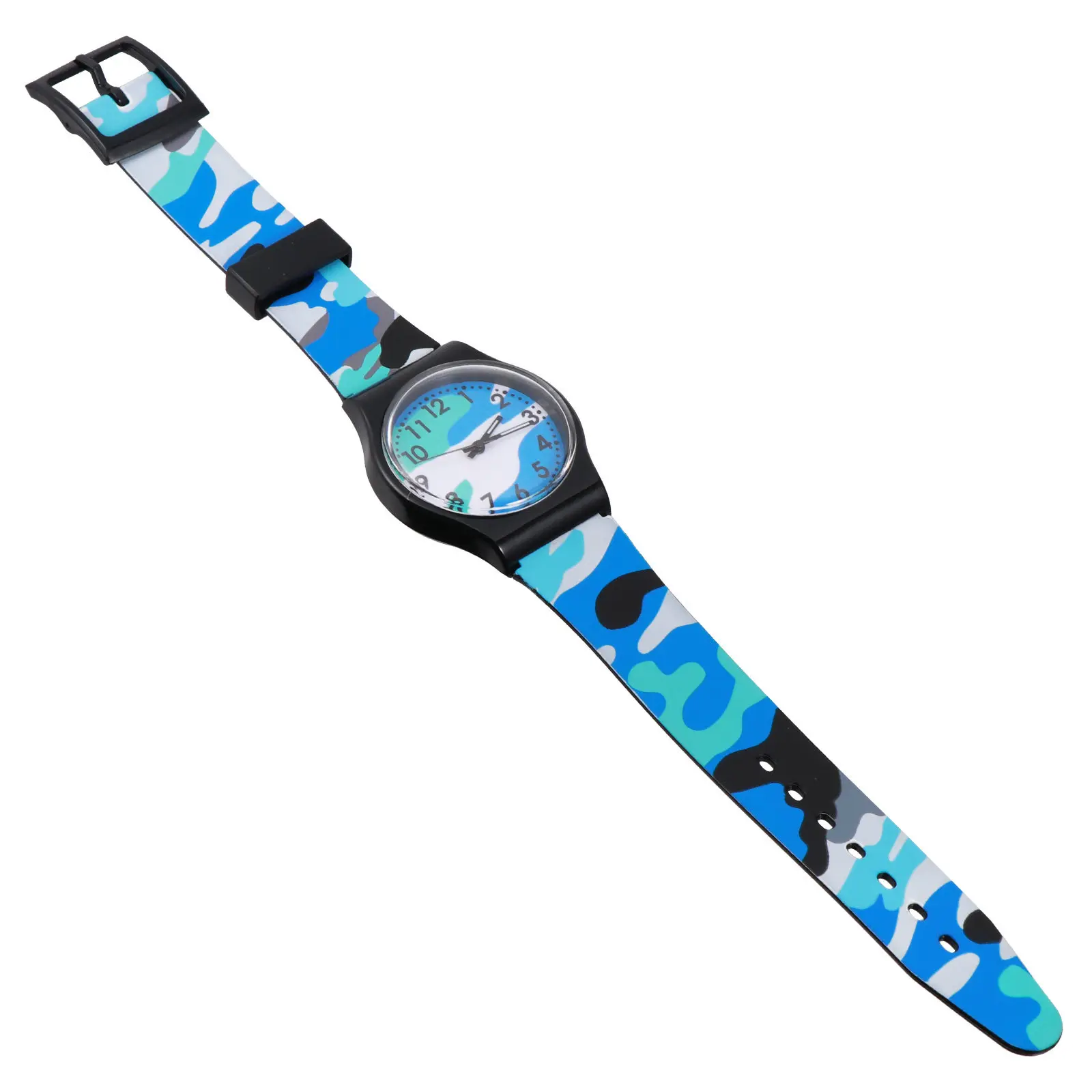 

1 шт. Мультяшные камуфляжные часы для модных наручных часов с мягким ремешком, большим циферблатом, удобные для обучения и развития навыков.