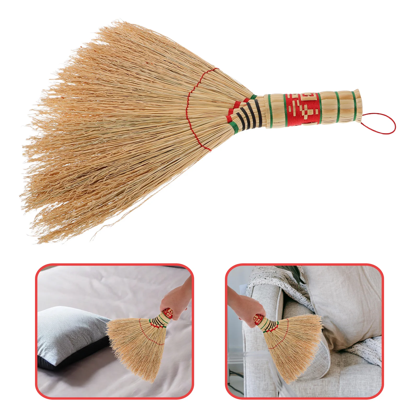

Small Hand Broom Straw Braided Handmade Soft Bristles Compact Sweeping Brush for Desk Bed Sofa Indoor Cleaning