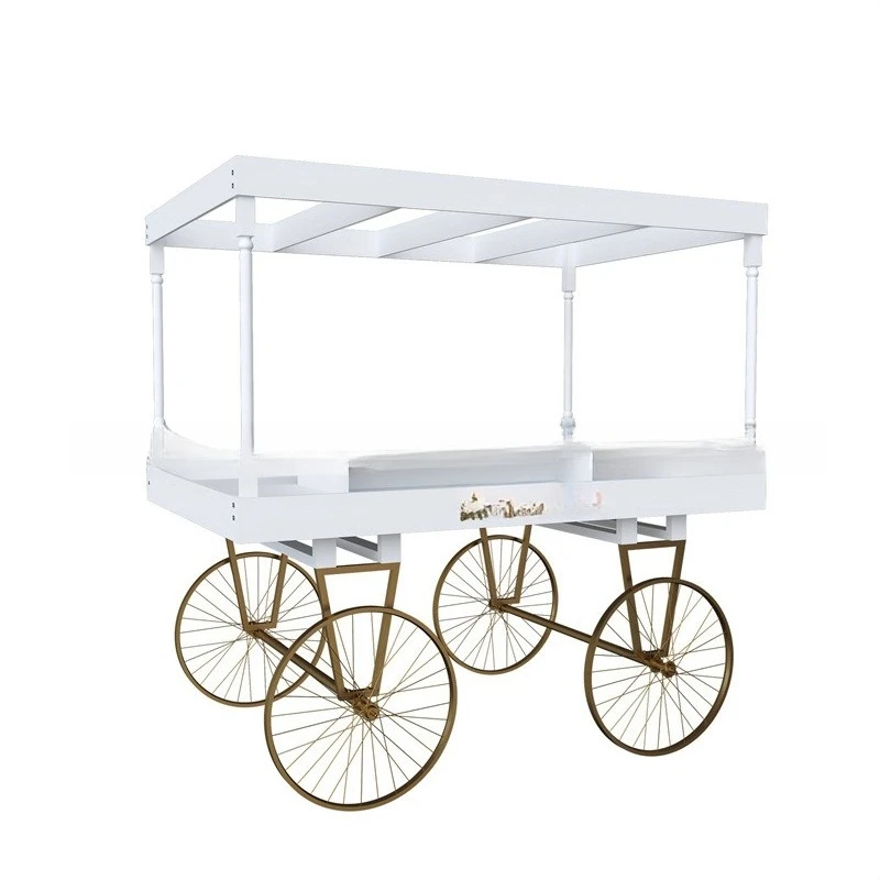 Modern Wooden Flowers Candy Floats Wedding Dessert Display Stand Wheeled Birthday Party Trolley Ornaments