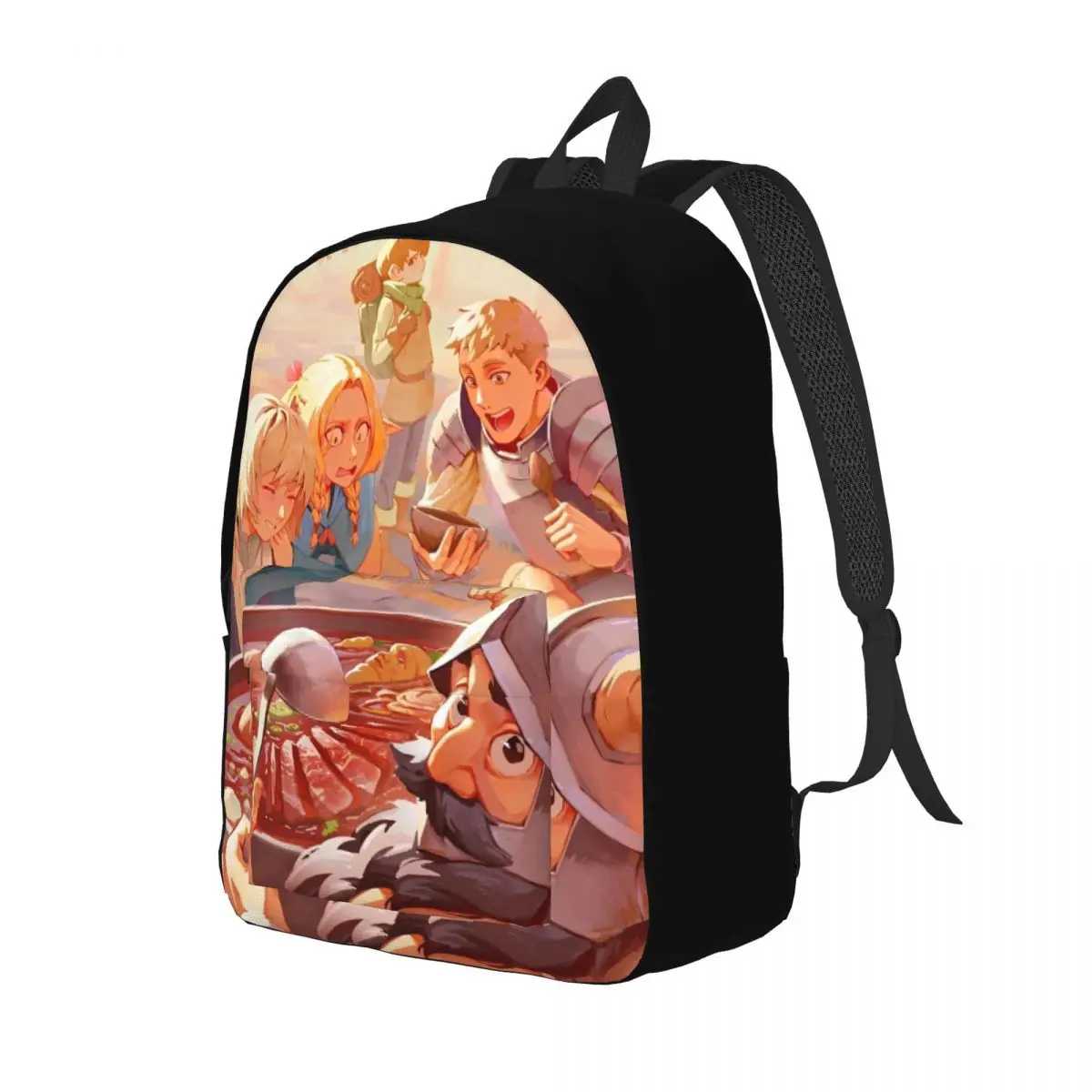 Mochila de Anime Delicious In Dungeon Meshi para hombres y mujeres, morral de hombro para adolescentes, trabajo de secundaria, mochila de día, comida, universidad, deportes