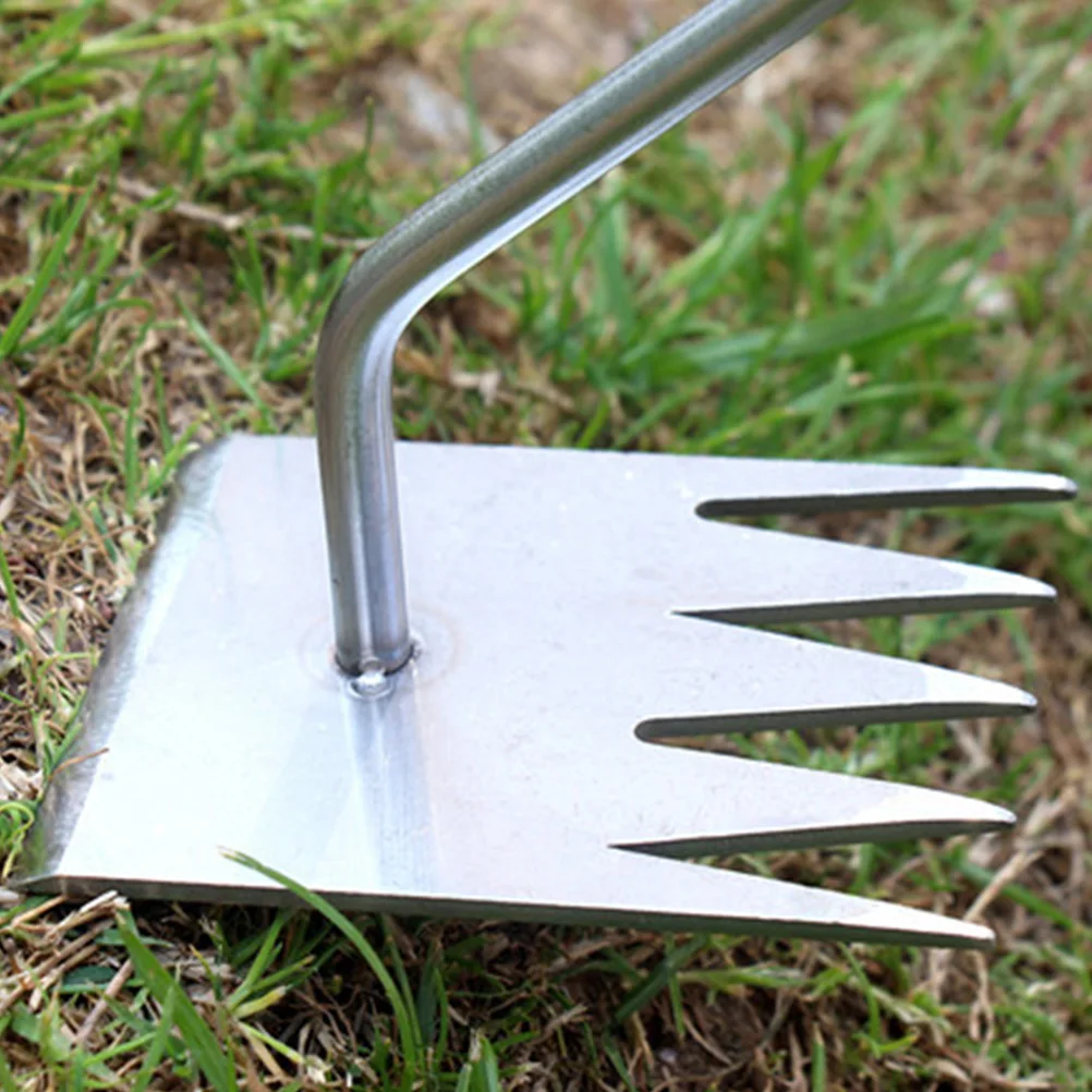 

Gardening Weeding Tools Stainless Steel Wood H shaped Fork Tips Multi Function Weed Remover H Weeder Tool Garden Rake