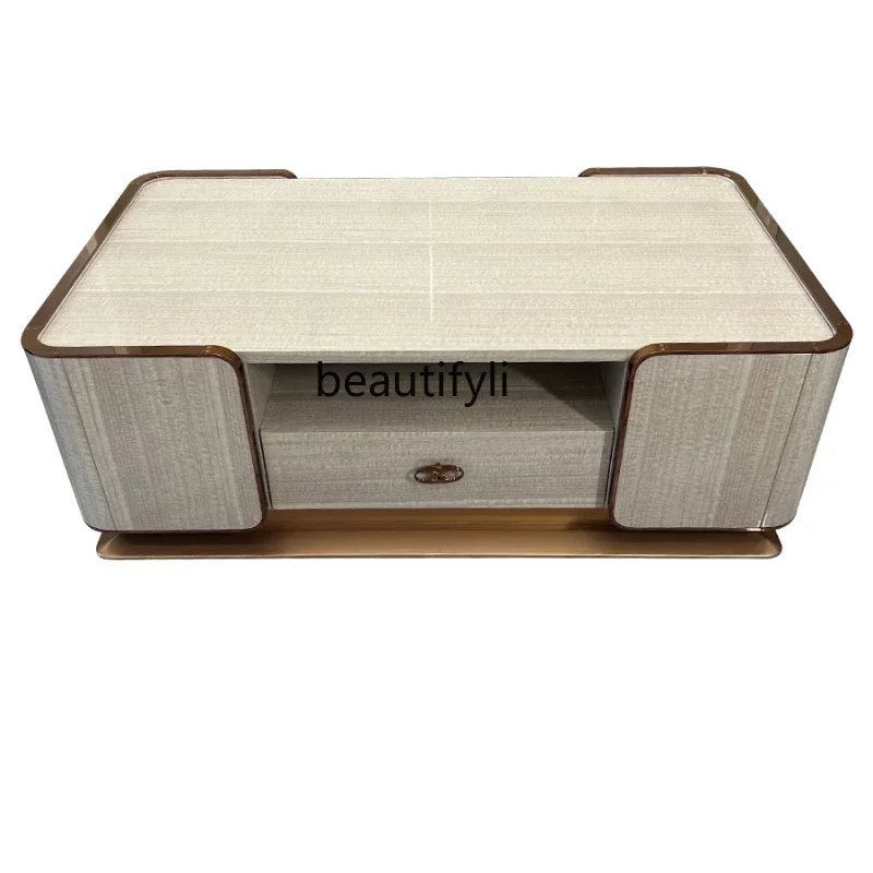 

Italian light luxury coffee table post-modern high-end villa living room long coffee table size apartment, furniture