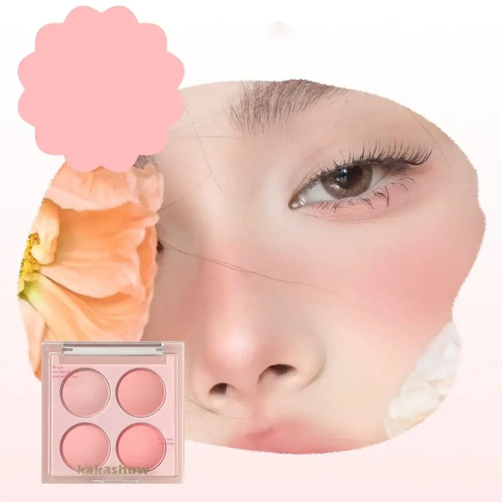 Paleta natural de blush de quatro cores para mulheres, durável, duradoura, sombreamento, fosco, rosto, iluminar, sombra