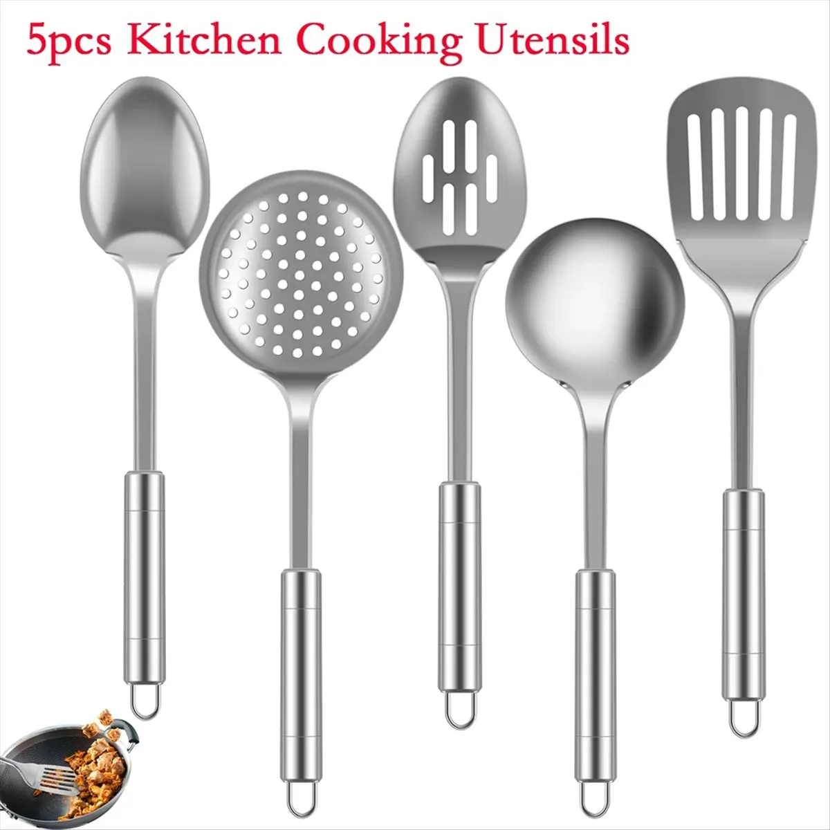 FOR HOME 5Pcs Kitchen Cooking Utensils Set Stainless Steel Shovel Soup Spoon Spatula Utensils Dinnerware Cooking Tools