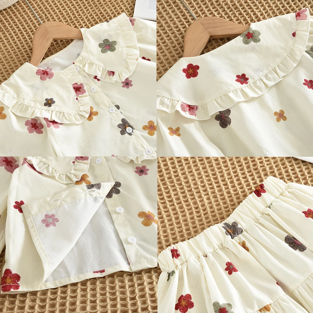 Frühling/Sommer Koreanische Version Kariertes Bedrucktes Kinderoutfit Mädchen Baumwollkleidung Herbst Langarm-Shirt Top+Kurzer Rock – Detail 25