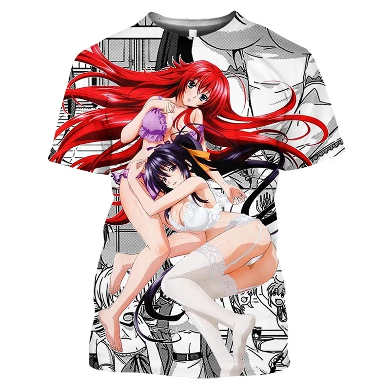 2024 New Demon High School 3D Printed Men\'s Animation Fashion Casual Shirt Street Harajuku Style Large Size Loose Short Sleeve