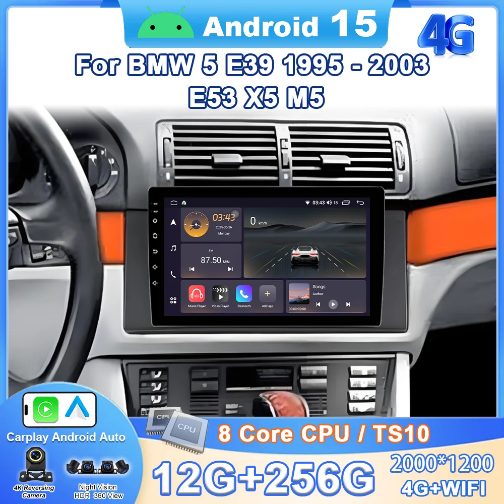 

Android 15 Auto Radio Stereo For BMW x5 e53 5 Series E39 X5 M5 1995 - 2003 Auto Multimedia Player Stereo GPS Wireless CarPlay