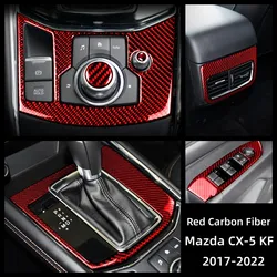 Red Carbon Fiber For Mazda CX-5 CX5 KF 2017-2022 Knob Gear Shift Box Cover Moulding Trim Decoration Frame Interior Accessories