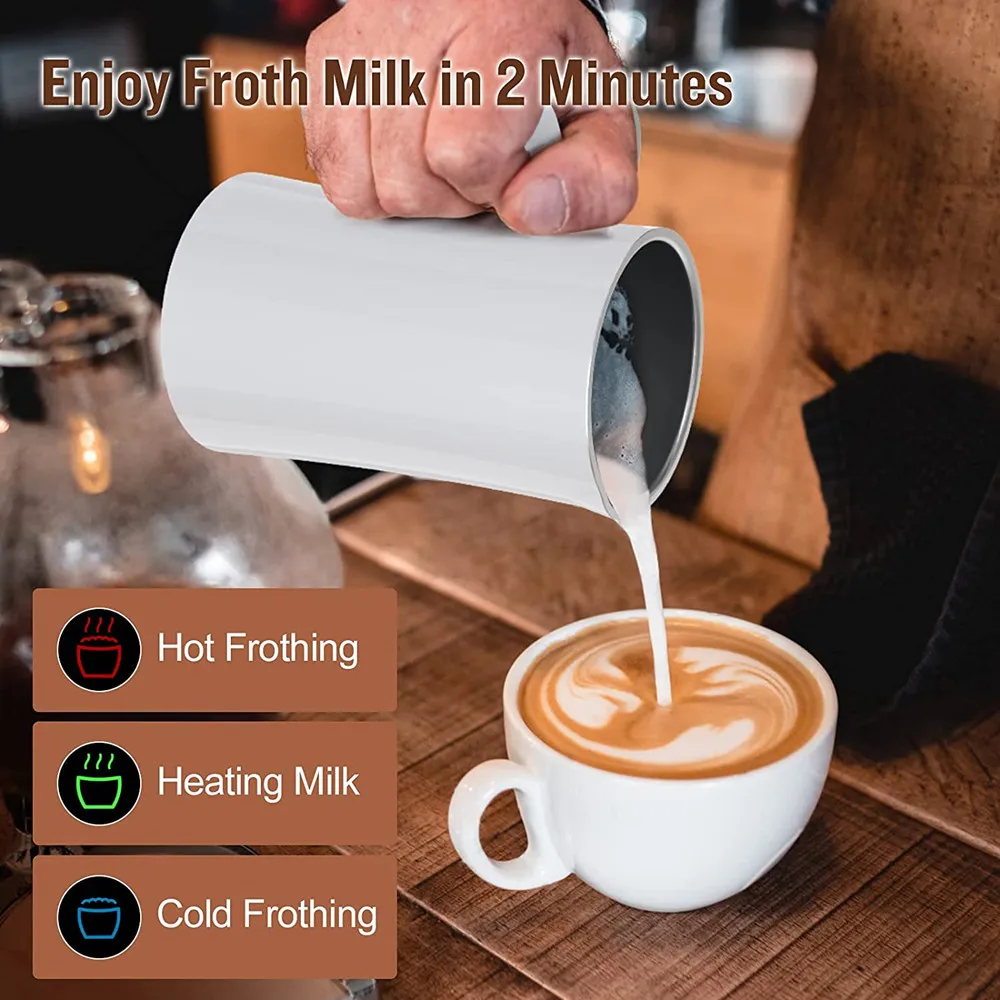 3 in 1 Multifunction Milk Frother 350ml Large Capacity Automatic Milk Steamer for Latte Cappuccino Coffee Foamer Heater Hot Cold