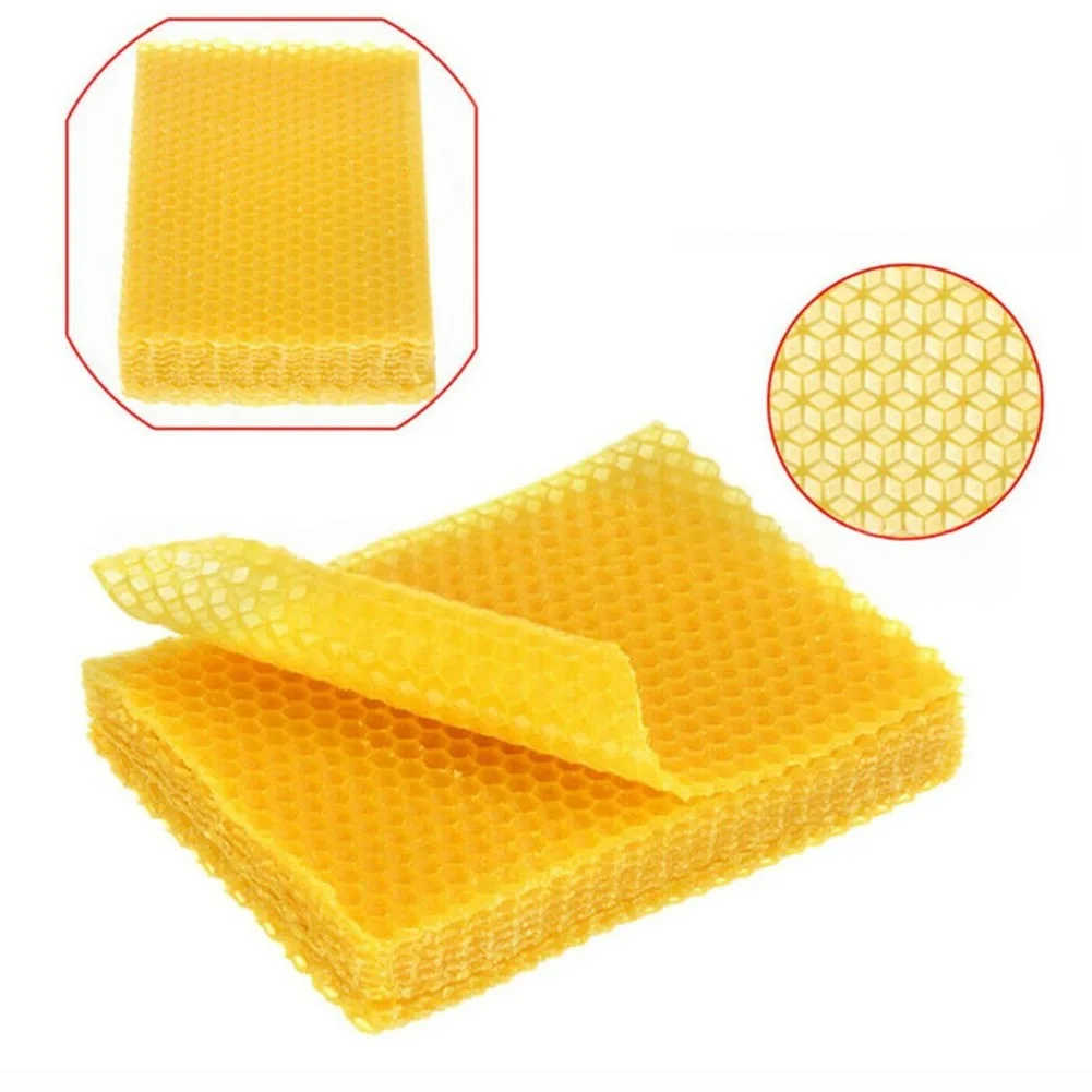 10 Pack Natural Beeswax Foundation Sheets For Beekeeping Hive Frames Honeycomb- Building Starter Yellow 13.2x9cm Garden Tools