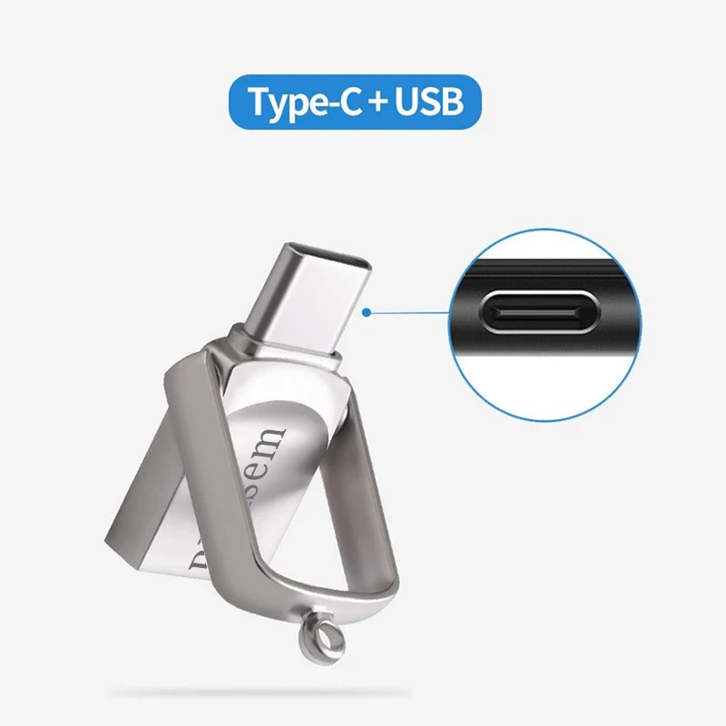 بندريف ذاكرة عصا TYPE-C 64 جيجابايت 2.0 المعادن Usb فلاش حملة القلم محرك Usb عصا USB 32 جيجابايت