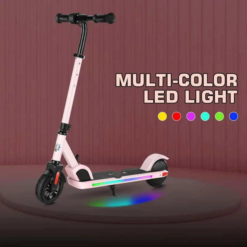 Caroma,Adjustable Height;Speed,150W Kids Electric Ages 6-14,7 Miles,Colorful Rainbow Lights,Foldable Scooter for Boys;Girls