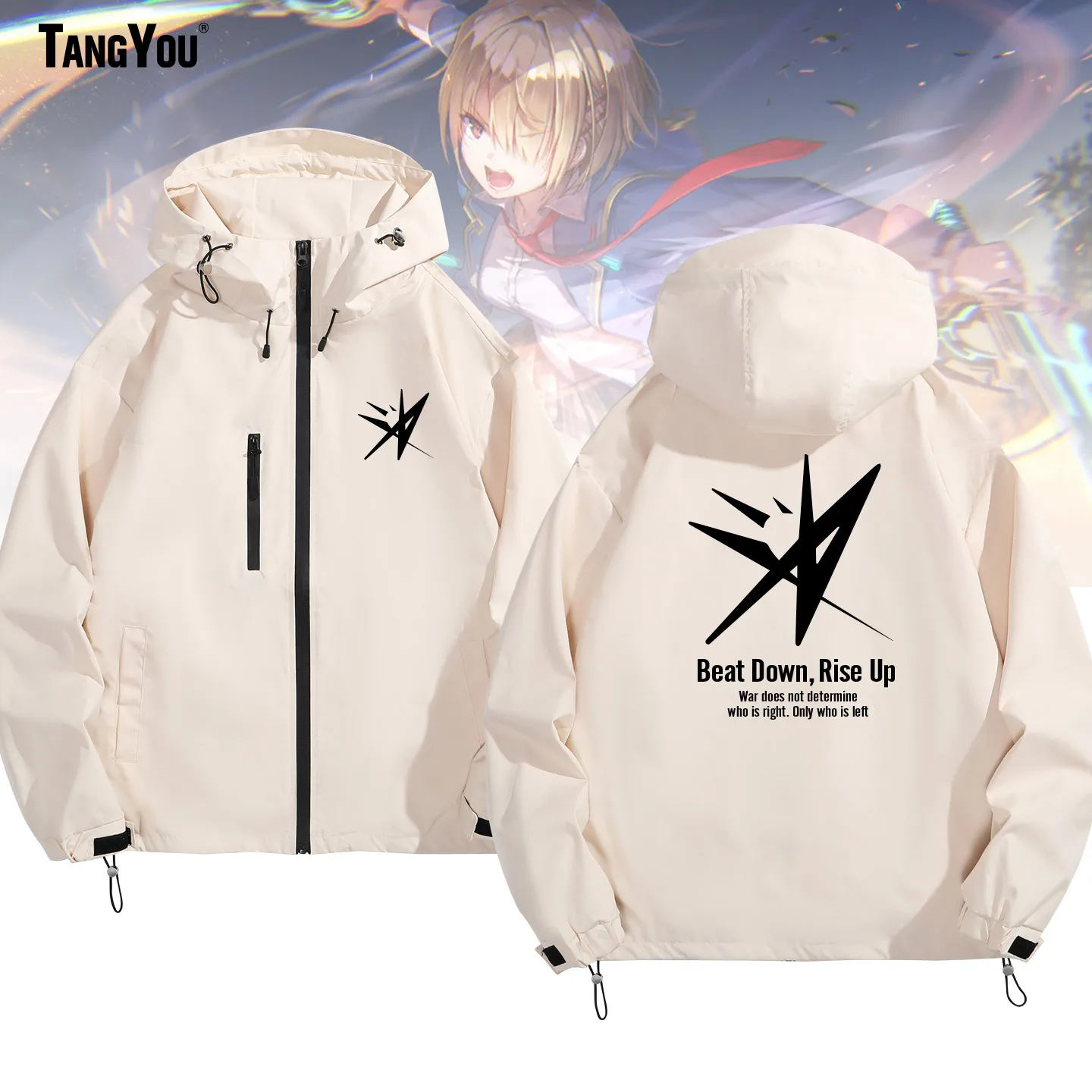 

Anime Collaborative Hooded Jaet Casual Spor Polyester Fiber Zipper Closure Regular Length for Men And Women Universal