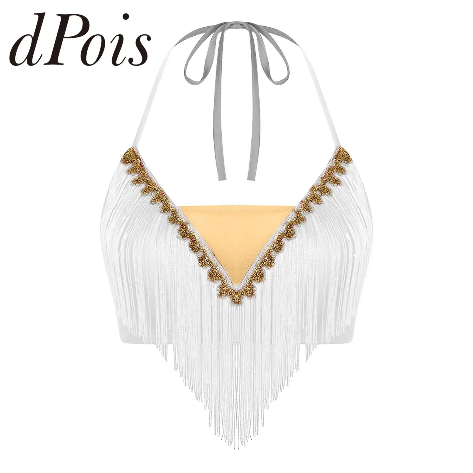 

Костюм для танца живота для женщин: топ-бра с бахромой в арабском стиле, танцевальный топ с завязками на шее, топы для танцев с бахромой для музыкальных фестивалей и вечеринок