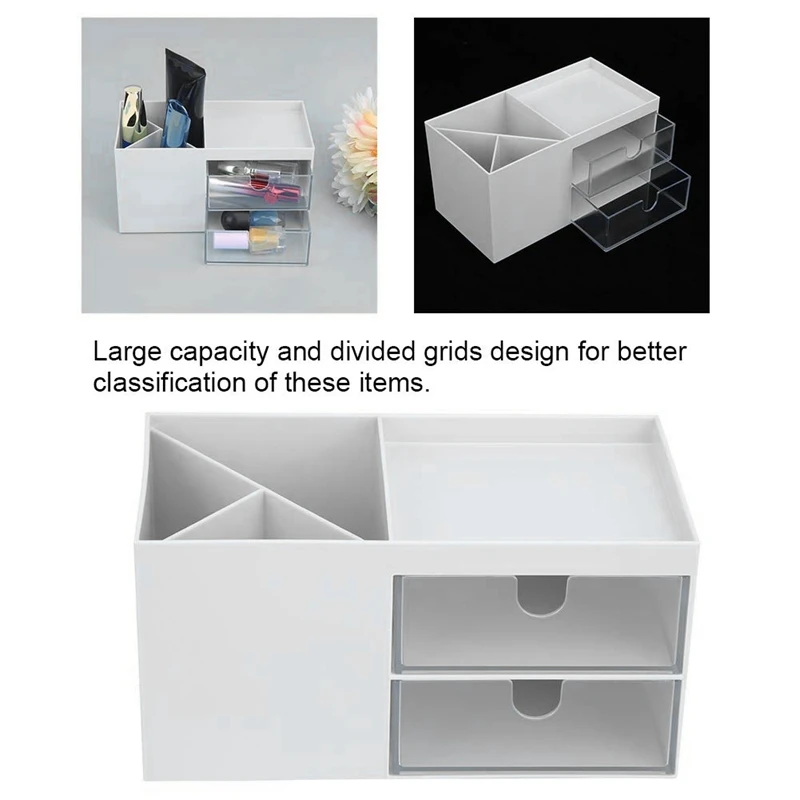 1 PCS Organizer With Sliding Drawer 2-Tier Office Desktop Organizer White ABS File Holder Cute Desk Paper Letter Tray Organizer