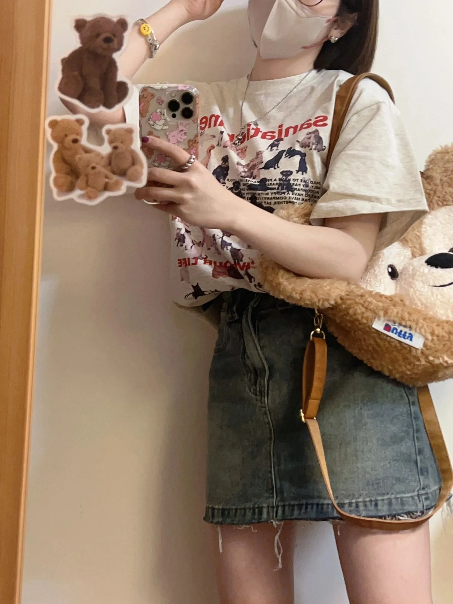 High Waist A-Line  Skirt Women's Denim Skirts Korean Sle Commute Pure Color ort Skirts Vintage Hong Kong Flavor