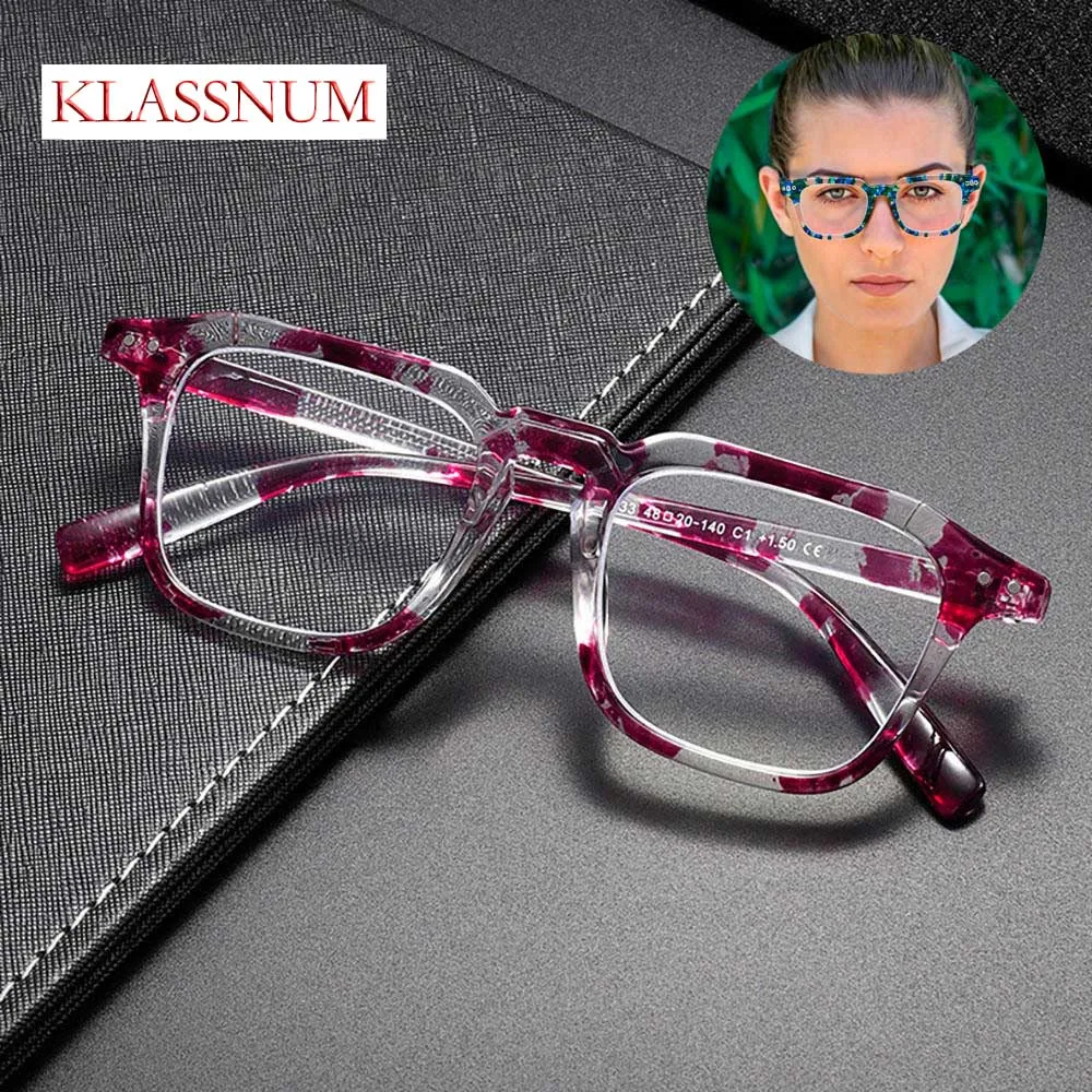 KLASSNUM Rectangle Design Rice nail Reading Glasses for Women Elegant lady Individual Anti Blue Light Reader Glasses +1.0~+4.0