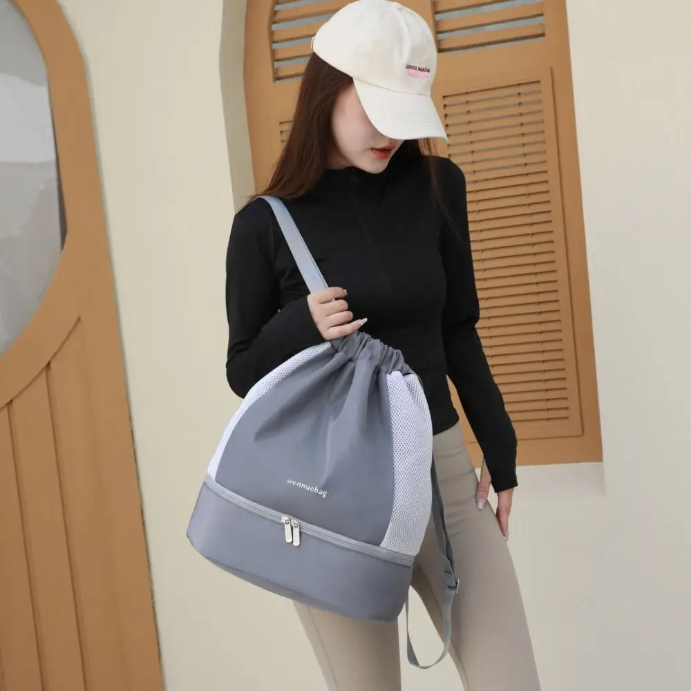 Portable Fashion Oxford Drawstring Backpack Casual Lightweight Fitness Bag Cinch String Water-Resistant Travel Bag Teenager