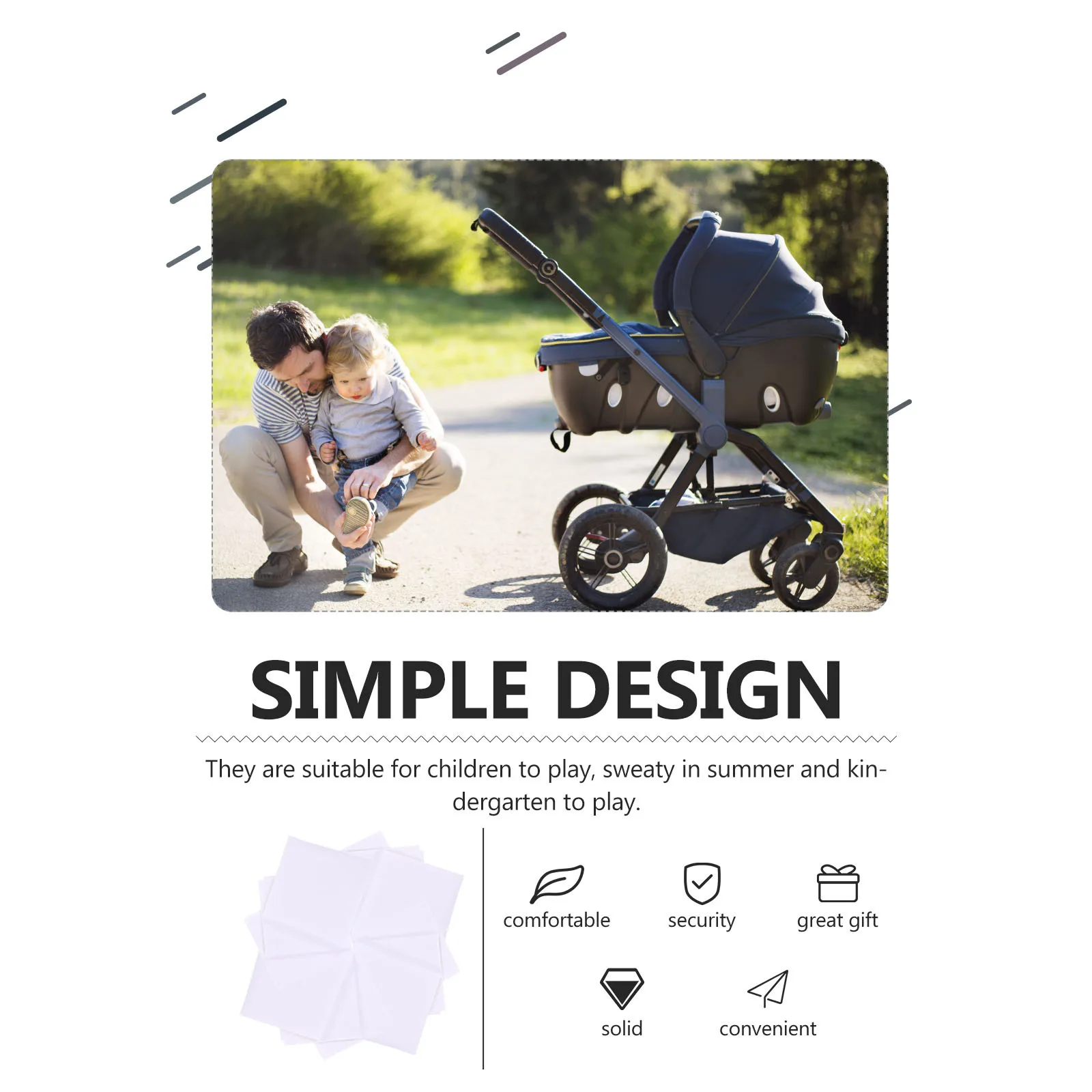 

12Pcs High-Grade Cotton Sweat Towels Children Summer Play Non-Sticky Burp Cloth Back Pad Towels Insulation Back Towel