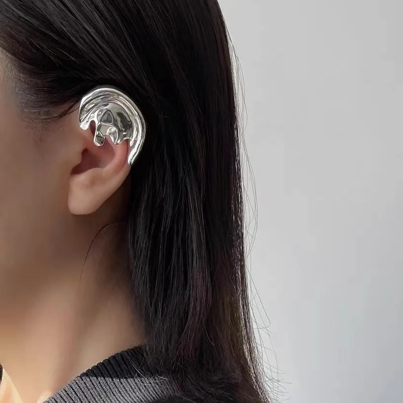 New CyberPunk Metal Half Ear Contour Metal Ear Clip Stud Earrings For Women Men girls Ear Bones Clip Charm Earring Party Jewelry