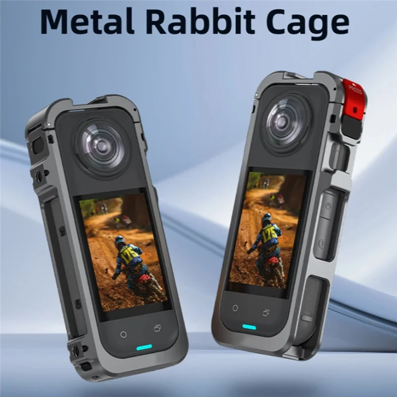 【Flash-Deal!】For Insta360 X5 Metal Protective Cage Housing Frame With Silicone Lens Cover, Protective Mirror And Storage Bag Inc