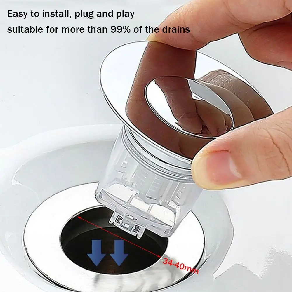 Bouchon de lavabo avec filtre à cheveux et système de rehaussement automatique pour salle de bain