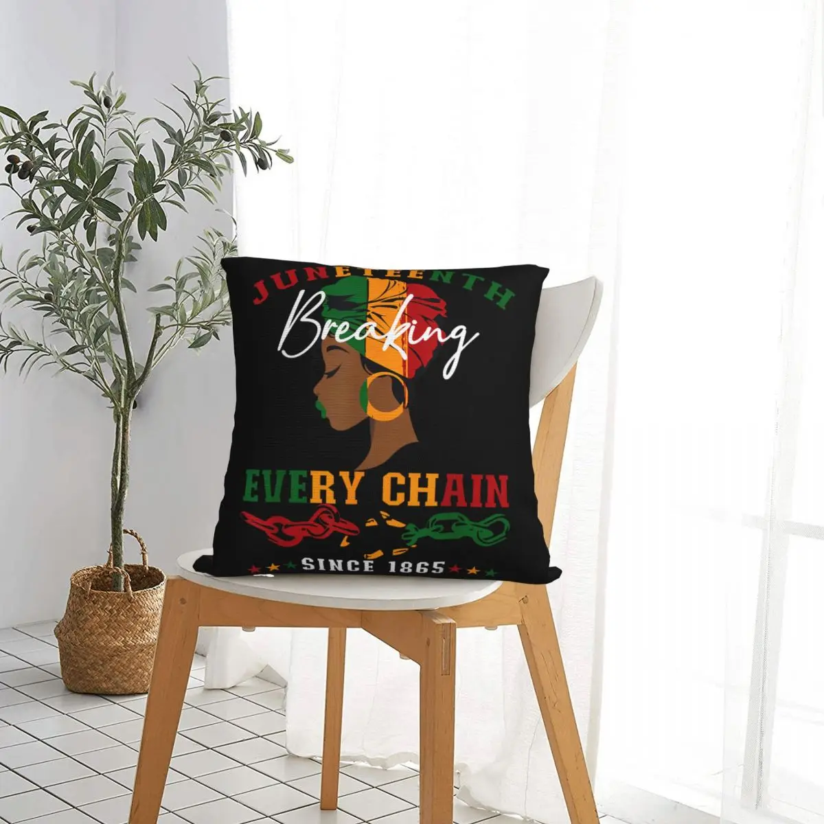 Juneteenth Square Pillowcases Polyester Car Breaking Every Chain Since 1865 Cushion Cover Cute Decor Throw Pillow Case 45*45