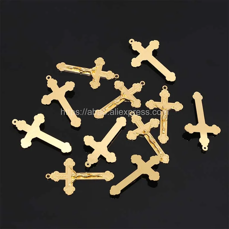 Catholic Gold Connector Necklace Bracelet Connector Gold Plated, Many Jesus Christ Statue Necklace Bracelet Triangle Medal,