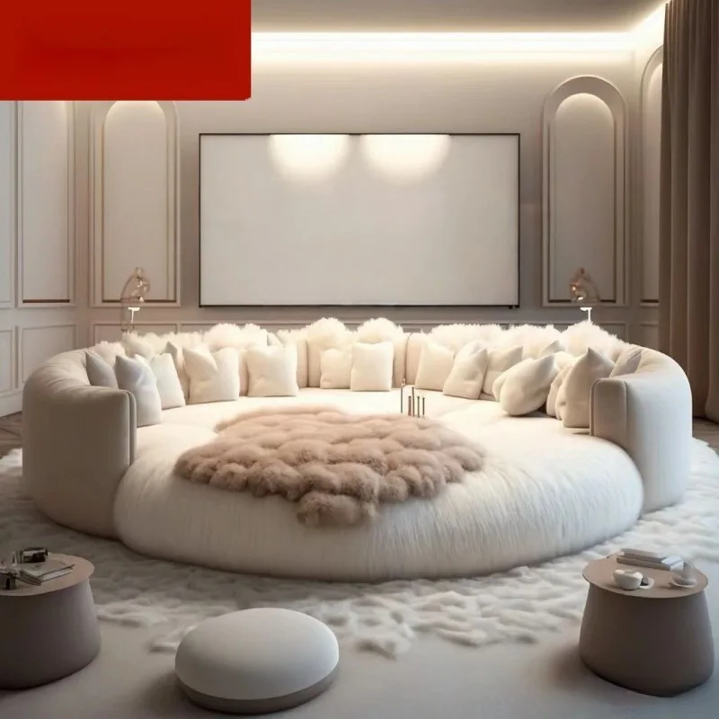 

Round bed cream wind double wedding bed modern simple home hotel master bedroom