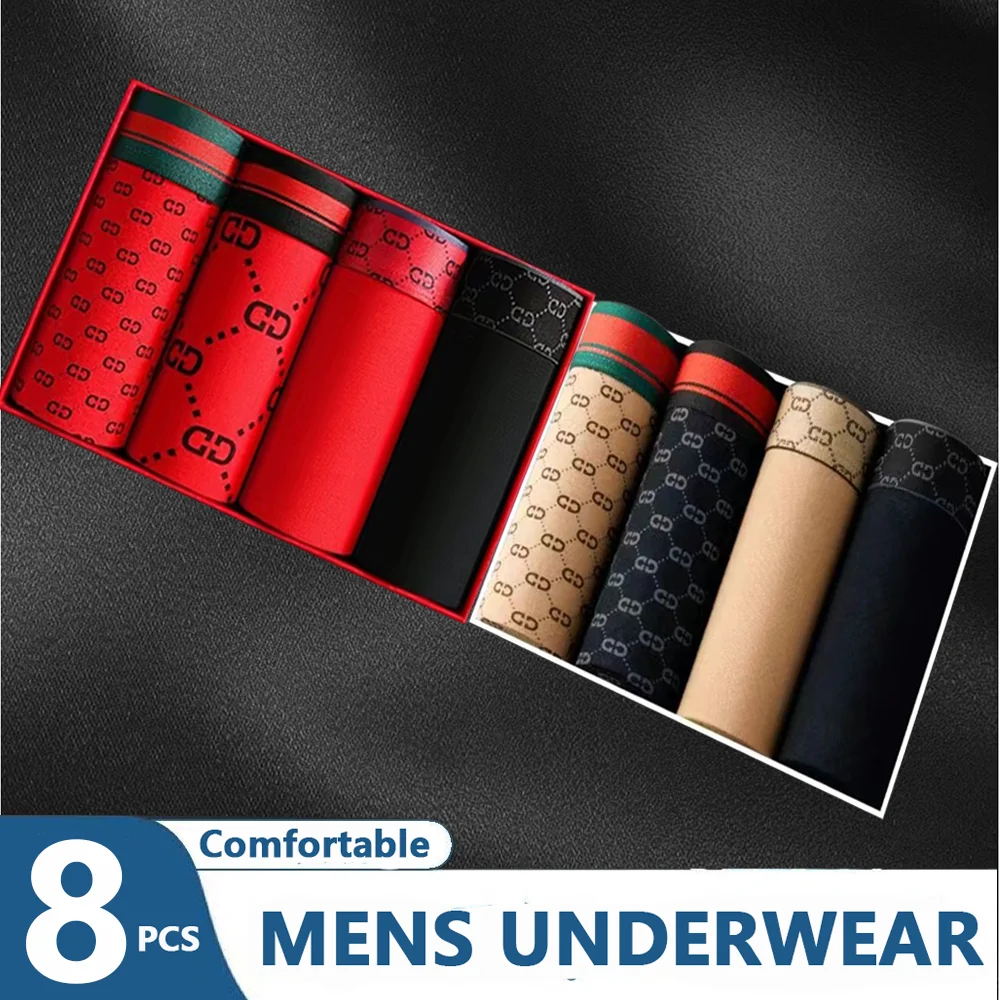 8PCS Men's Panties Cotton BoxerShorts Man Underwear Men Elastic Boxers Breathable Male Underpants Sexy Plus Size 5xl 6xl