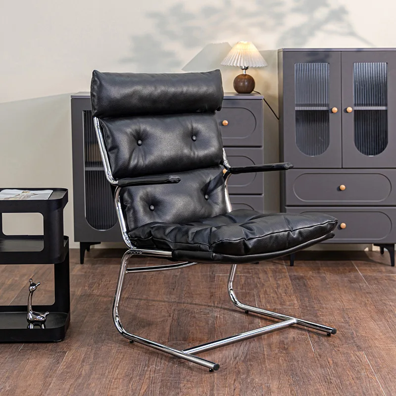

Modern Nordic wabi-sabi armrest high back chair designer home lazy single sofa chair