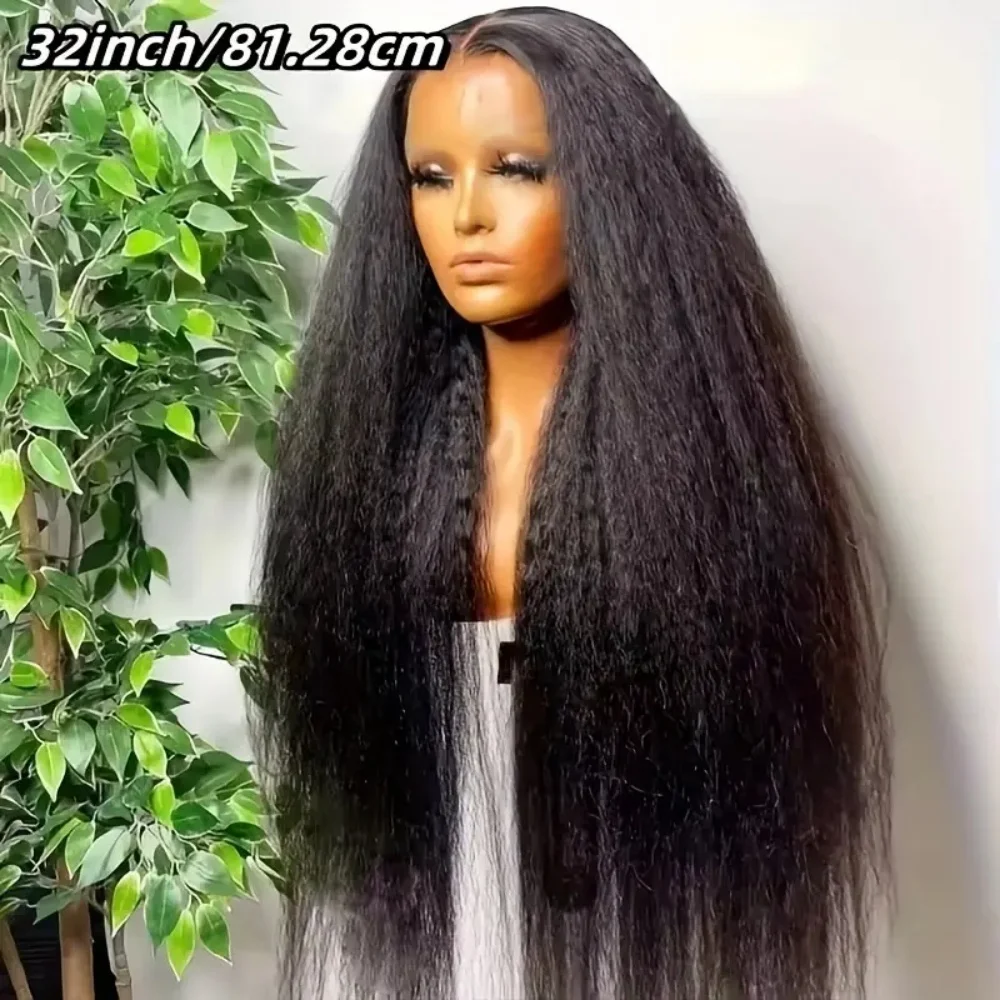 200% плотность прозрачные кружевные передние парики человеческие волосы курчавые прямые 13x4 предварительно выщипанные Yaki бразильские фронтальные парики женские человеческие волосы