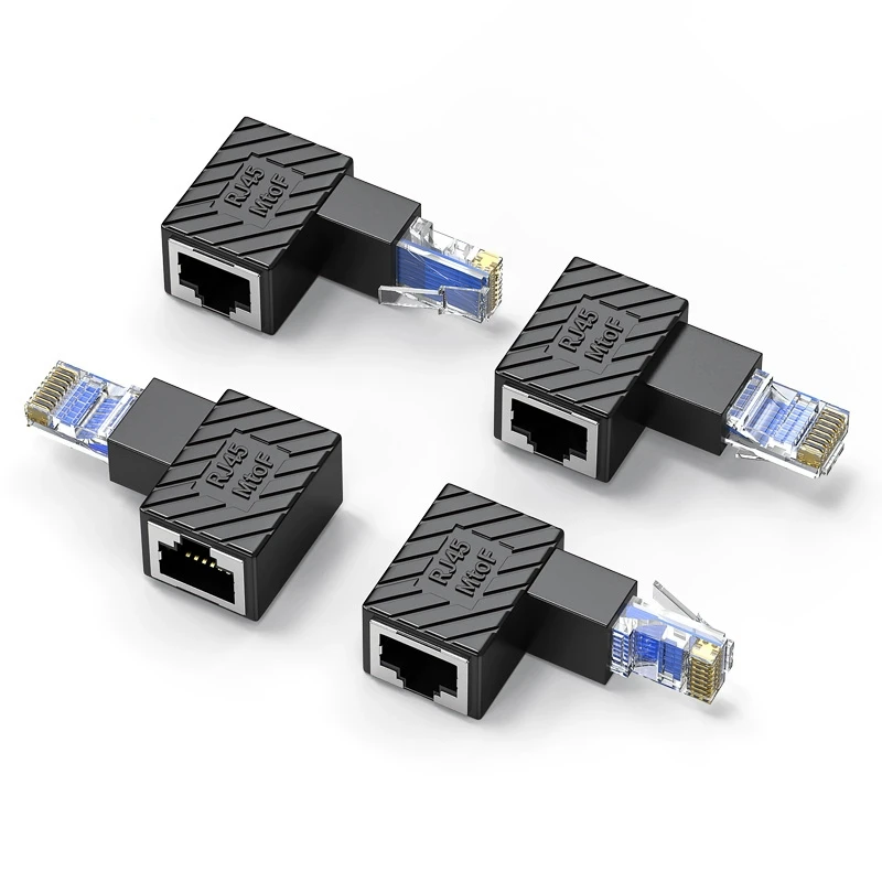 

RJ45 Male to Female 90 Degree Up/Down/Left/Right Extension Adapter for Cat5 Cat6 LAN Ethernet Network Cable Connector Extender