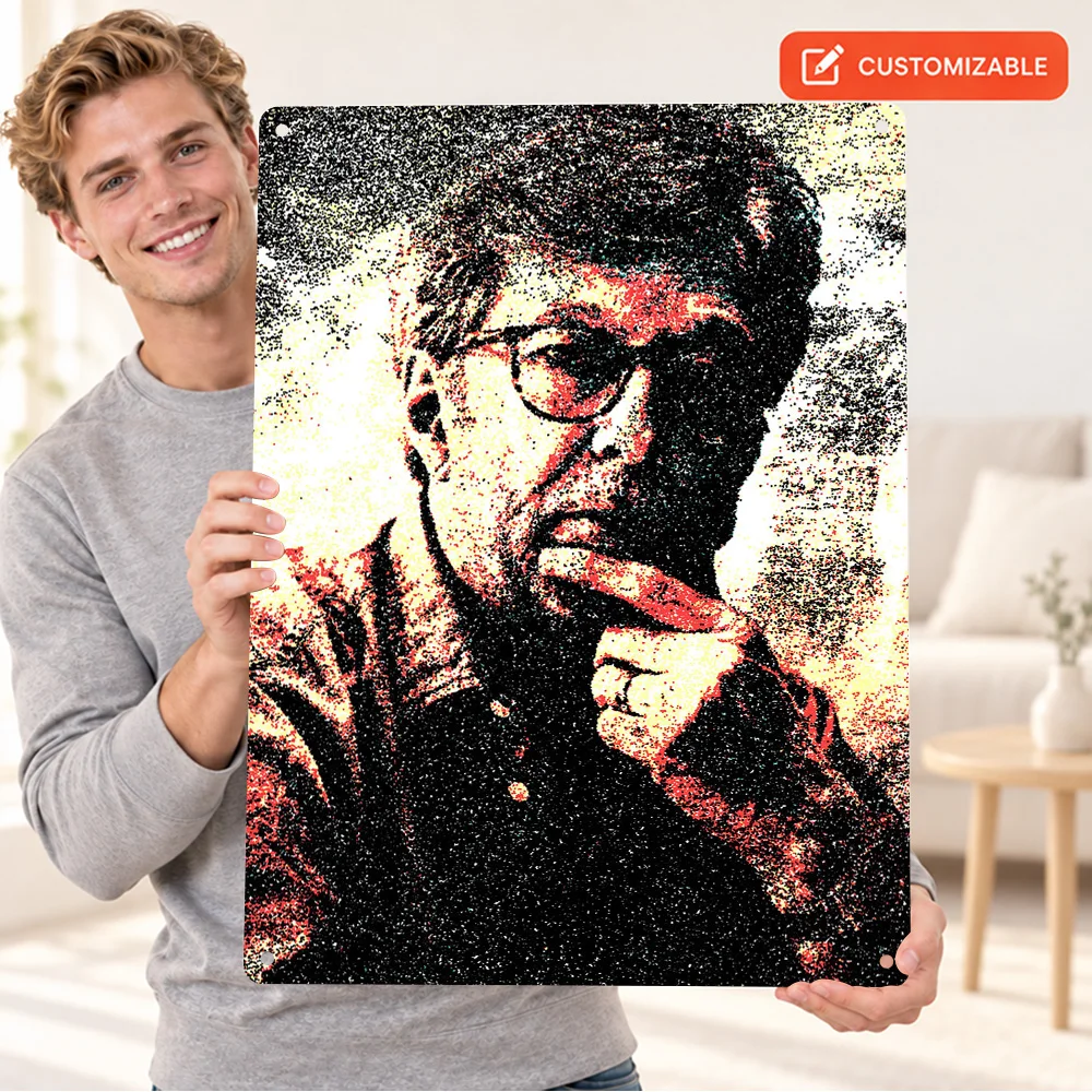 Eric Clapton Hand On Chin Textured Metal Poster Customized Aluminum Sign High Contrast Wall Art For Record Shop Listening Area