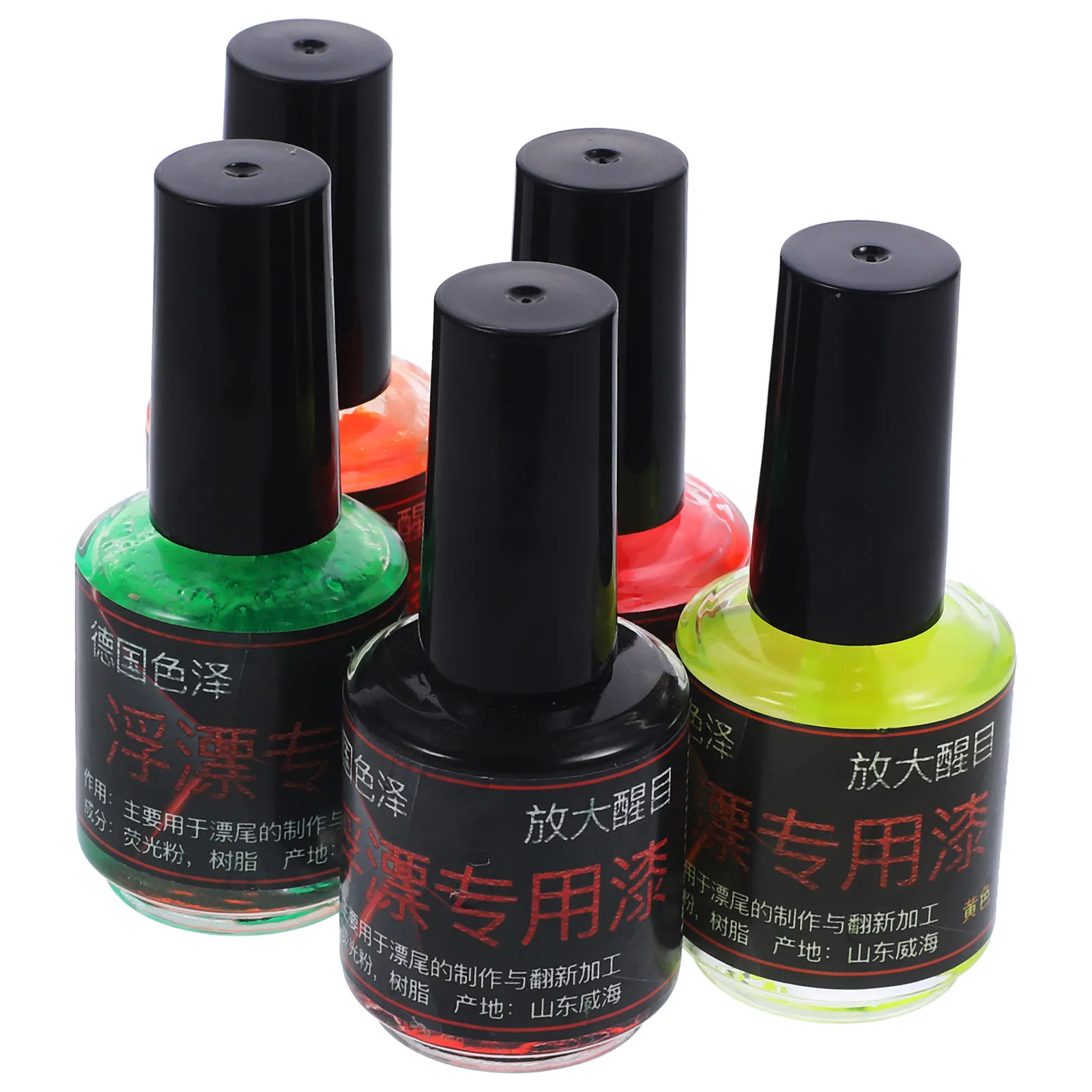 

5pcs Waterproof Fishing Float Paints Lightweight Portable Black Green Red Yellow Orange Bleach Flouresant Tools
