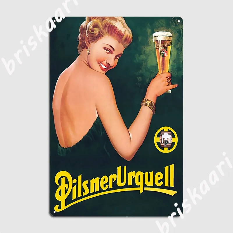 Pilsner Urquell Beer Metal Plaque Poster Vintage Wall Mural Kitchen Poster Tin Sign Posters