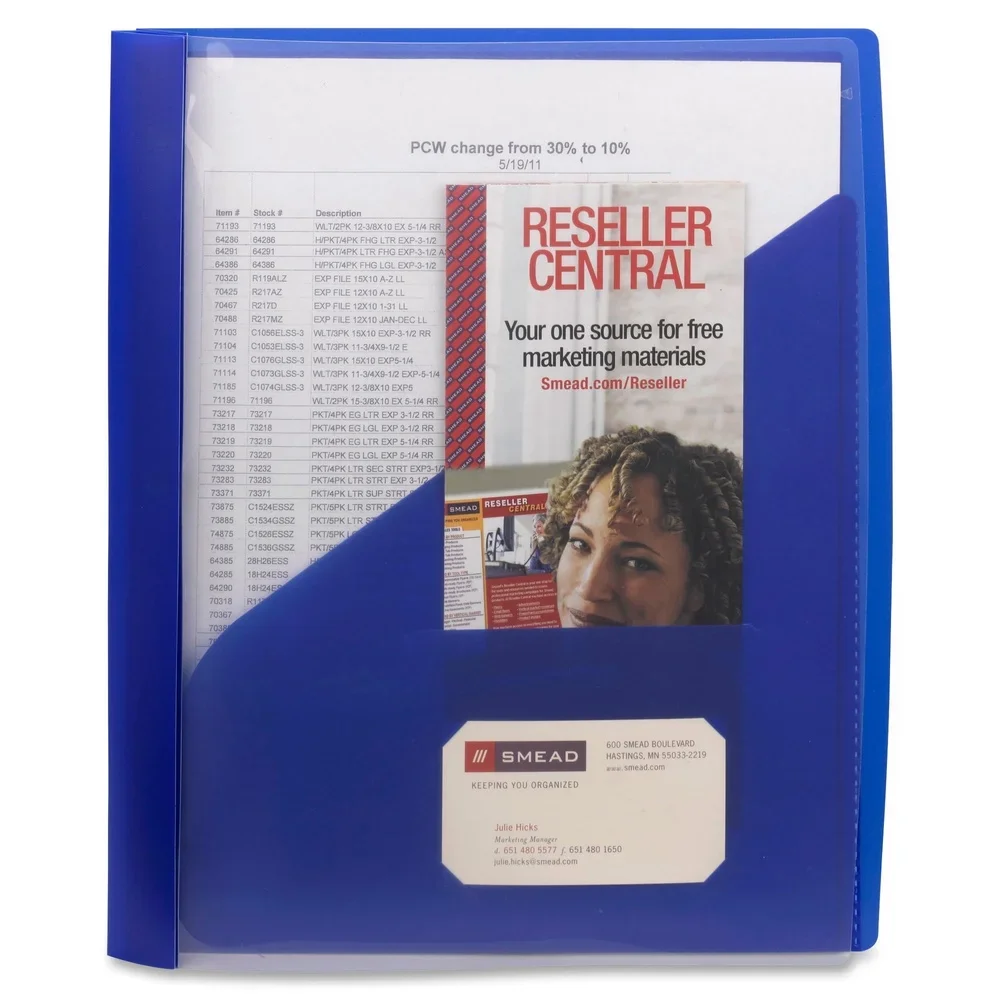 Capa durável para relatório de polipropileno com fixadores de metal, bolso para slash, contém 25 folhas, resistente à umidade, apresentação à prova de rasgos