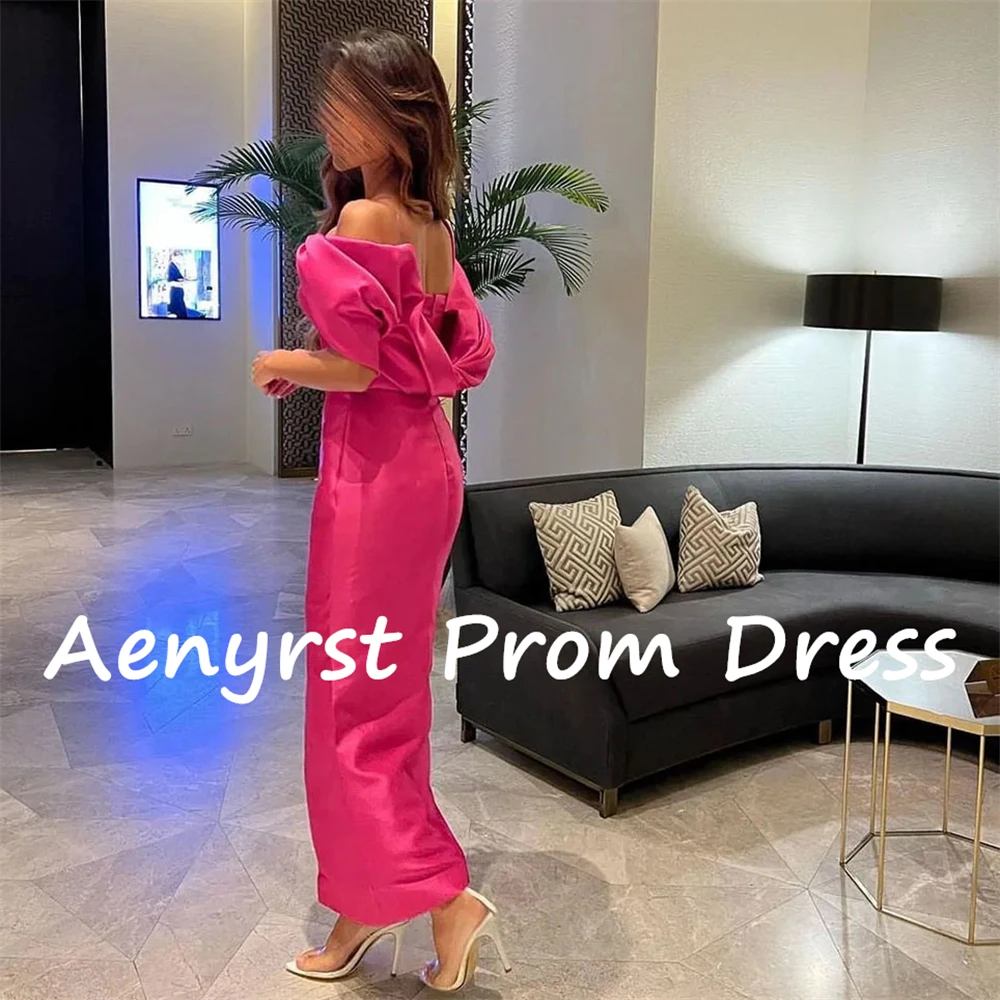 Aenyrst-vestidos de noche con hombros descubiertos, vestido de baile de graduación dividido de satén de sirena, largo hasta el tobillo, vestidos de fiesta de cena