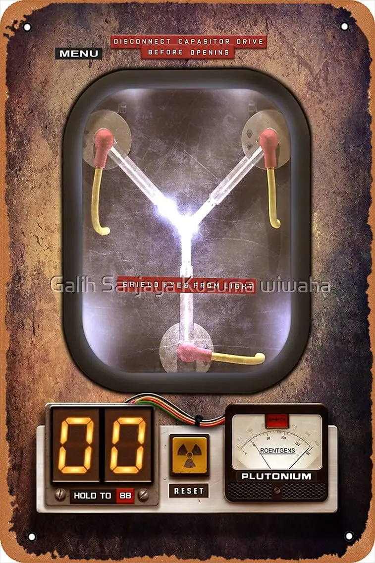 Metal Sign Steampunk Rustic Flux Capacitor Tin Poster 12x8 Inches