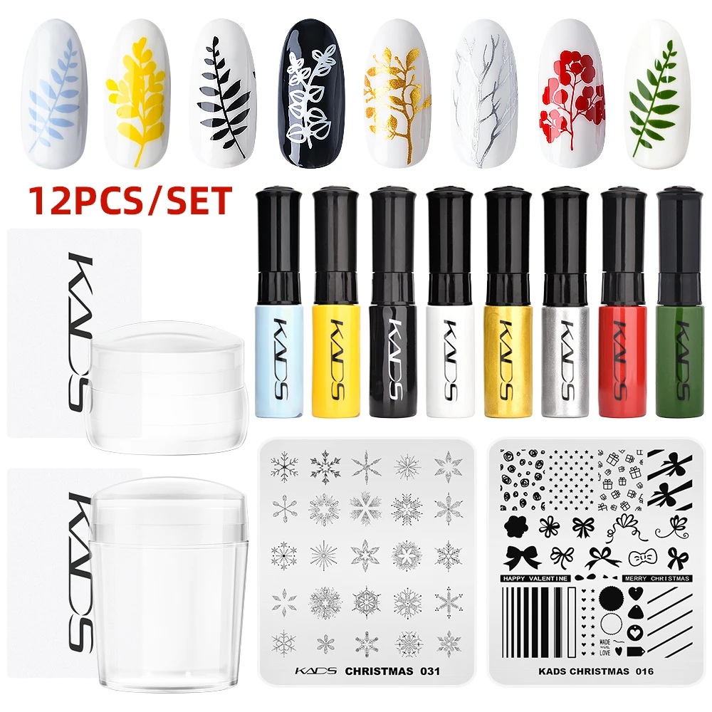 Ногтей Штамповка Польский Набор Черный Белый Штамп Печати Ногтей Лак Ногтей Искусство Штамповки Пластины Штамповка Скребок Маникюр Искусство DIY Дизайн