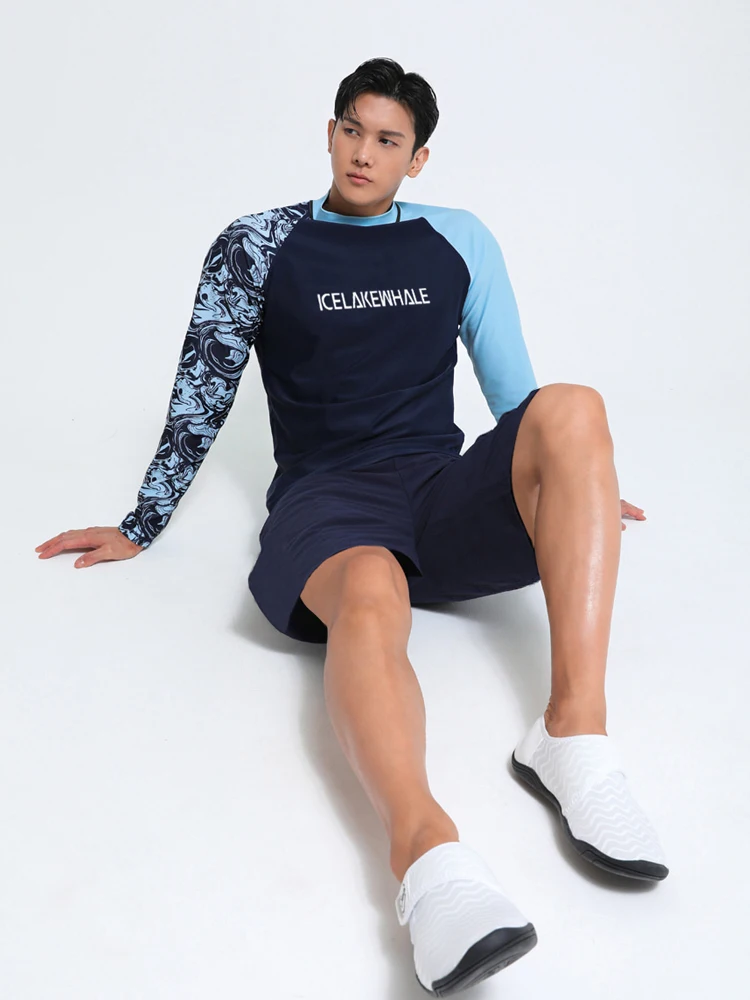 メンズ長袖ウェットスーツ速乾サーフスーツ海ダイビングスーツクラゲデザインビーチ水泳コスチューム大きいサイズサーマルスーツ